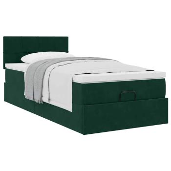 Ottoman-Bett mit Matratze Dunkelgrün 90x190 cm Samt