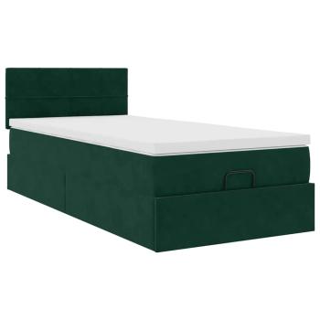 Ottoman-Bett mit Matratze Dunkelgrün 90x190 cm Samt