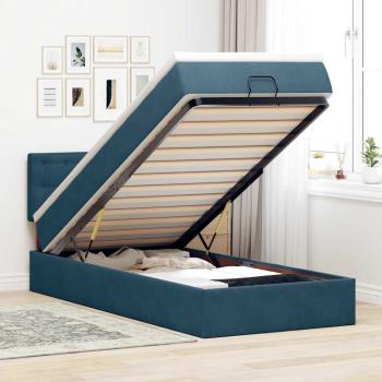 ARDEBO.de - Ottoman-Bett mit Matratze Dunkelblau 90x190 cm Samt