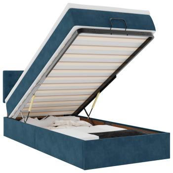 Ottomane Bett mit Matratze & LEDs Dunkelblau 80x200 cm Samt