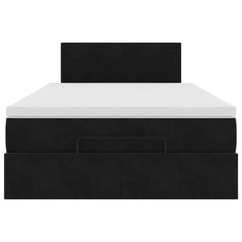 Ottomane Bett mit Matratze & LEDs Schwarz 120x190 cm Samt