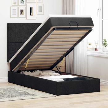 ARDEBO.de - Ottoman-Bett mit Matratze & LEDs Schwarz 90x190 cm Stoff