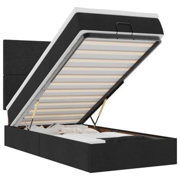 Ottoman-Bett mit Matratze & LEDs Schwarz 90x190 cm Stoff