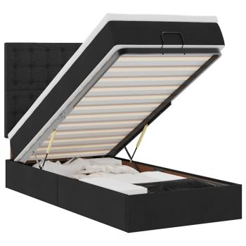 Ottoman-Bett mit Matratze Schwarz 100x200 cm Stoff