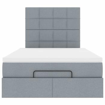 Ottoman-Bett mit Matratze & LEDs Hellgrau 120x190 cm Stoff
