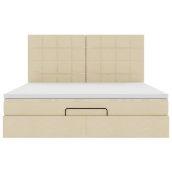 Ottoman-Bett mit Matratze & LEDs Creme 180x200 cm Stoff
