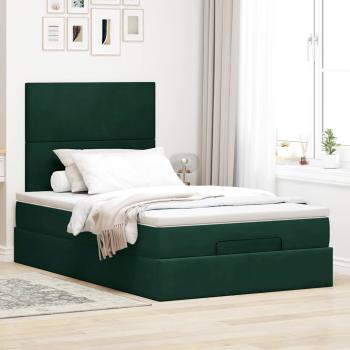 Ottoman-Bett mit Matratzen Dunkelgrün 120x190 cm Samt