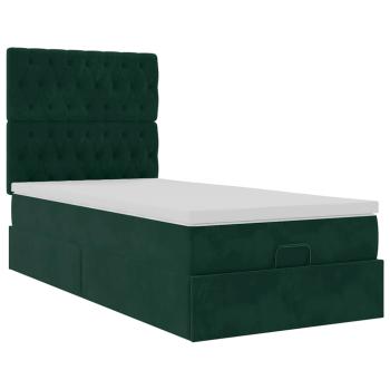 Ottoman-Bett mit Matratzen Dunkelgrün 90x190 cm Samt