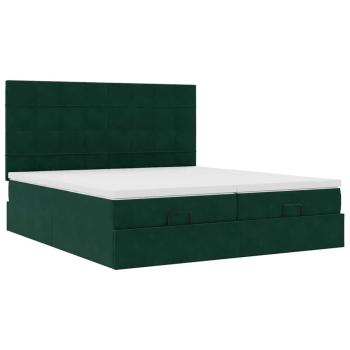 Ottoman-Bett mit Matratzen Dunkelgrün 160x200 cm Samt