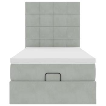 Ottoman-Bett mit Matratzen Hellgrau 90x190 cm Samt