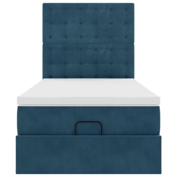 Ottoman-Bett mit Matratzen & LEDs Dunkelblau 90x190 cm Samt