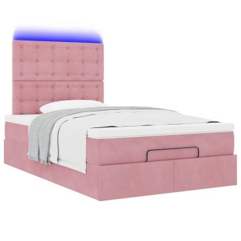 Ottoman-Bett mit Matratzen & LEDs Rosa 120x190 cm Samt