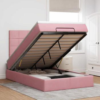 ARDEBO.de - Ottoman-Bett mit Matratzen & LEDs Rosa 120x190 cm Samt