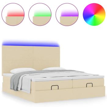 Ottoman-Bett mit Matratzen & LEDs Creme 180x200 cm Stoff