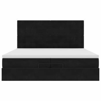 Ottoman-Bett mit Matratzen & LEDs Schwarz 200x200 cm Samt