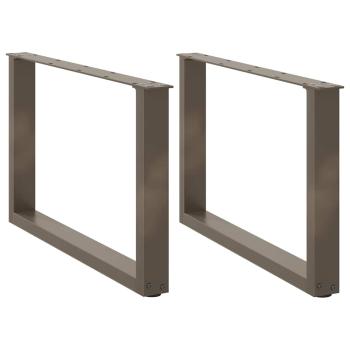 ARDEBO.de - Couchtischbeine U-Form 2 Stk. Naturstahl 60x(42-43) cm Stahl