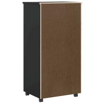 Rollschrank mit Schubladen MOSS Schwarz Massivholz Kiefer
