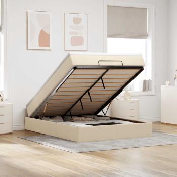 ARDEBO.de - Ottoman-Bett mit Matratze Creme 140x190 cm Stoff