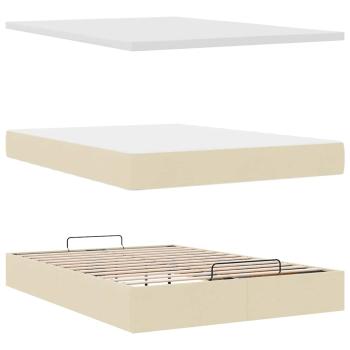 Ottoman-Bett mit Matratze Creme 140x190 cm Stoff
