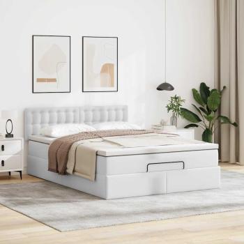 Ottoman-Bett mit Matratze Weiß 140x190 cm Kunstleder