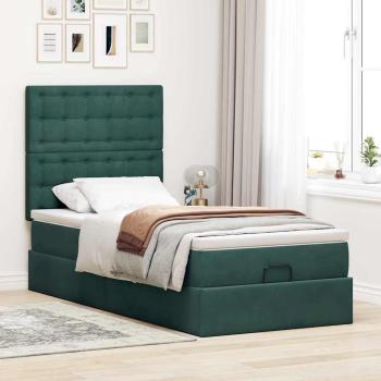 Ottoman-Bett mit Matratzen Dunkelgrün 80x200 cm Samt