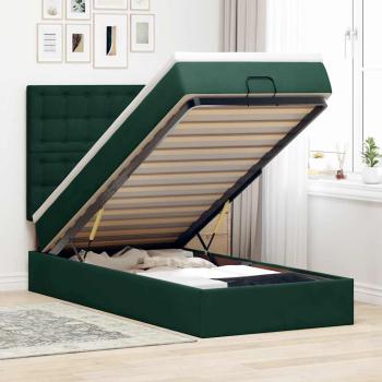 ARDEBO.de - Ottoman-Bett mit Matratzen & LEDs Dunkelgrün 80x200 cm Samt