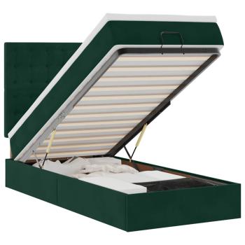 Ottoman-Bett mit Matratzen & LEDs Dunkelgrün 80x200 cm Samt