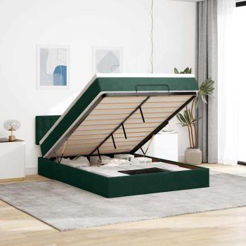 ARDEBO.de - Ottoman-Bett mit Matratze Dunkelgrün 140x190 cm Samt