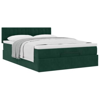 Ottoman-Bett mit Matratze Dunkelgrün 140x190 cm Samt