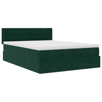 Ottoman-Bett mit Matratze Dunkelgrün 140x190 cm Samt