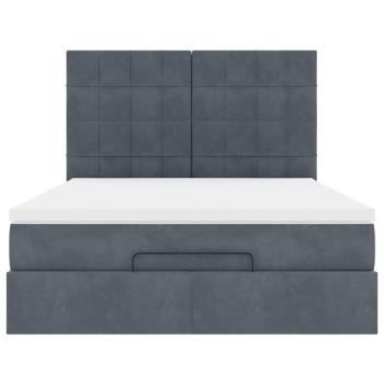 Ottoman-Bett mit Matratzen Dunkelgrau 140x190 cm Samt