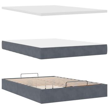 Ottoman-Bett mit Matratzen Dunkelgrau 140x190 cm Samt