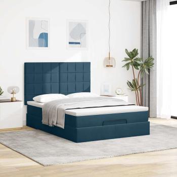 Ottoman-Bett mit Matratzen Dunkelblau 140x200 cm Samt