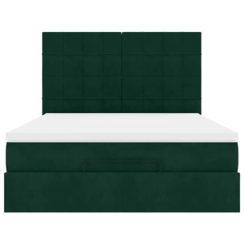 Ottoman-Bett mit Matratzen Dunkelgrün 140x190 cm Samt