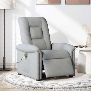 Massagesessel Elektrisch Hellgrau Stoff
