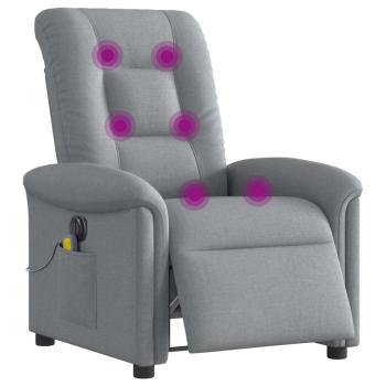 Massagesessel Elektrisch Hellgrau Stoff