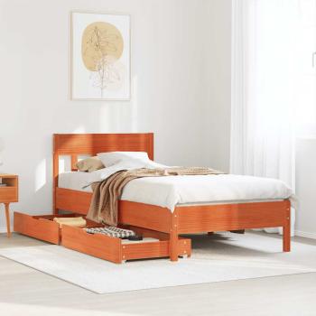 ARDEBO.de - Massivholzbett ohne Matratze Wachsbraun 90x200 Kiefernholz