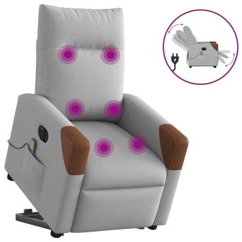 ARDEBO.de - Massagesessel mit Aufstehhilfe Elektrisch Wolkengrau Stoff