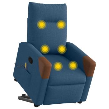 Massagesessel mit Aufstehhilfe Blau Stoff