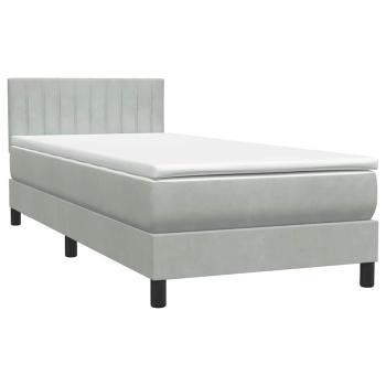 Boxspringbett mit Matratze & LED Hellgrau 80x210 cm Samt