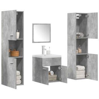 ARDEBO.de - 5-tlg. Badmöbel-Set Betongrau Holzwerkstoff