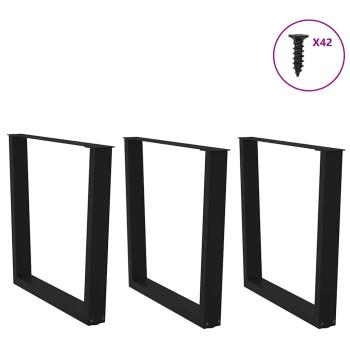 Esstischbeine V-Form 3 Stück Schwarz 90x(72-73,3) cm Stahl