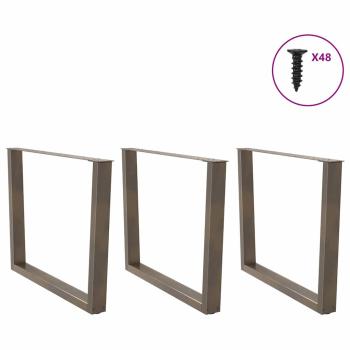 Esstischbeine V-Form 3 Stück Naturstahl 100x(72-73,3) cm Stahl