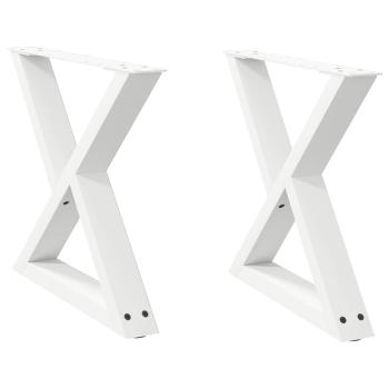 Couchtischbeine 2 Stk. Weiß 50x(42-43,3) cm Stahl