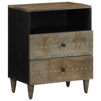 ARDEBO.de - Nachttisch Hellgrau 50x33x60 cm Massivholz Mango
