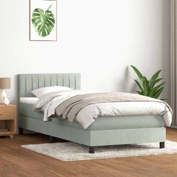 Boxspringbett mit Matratze Hellgrau 80x210 cm Samt