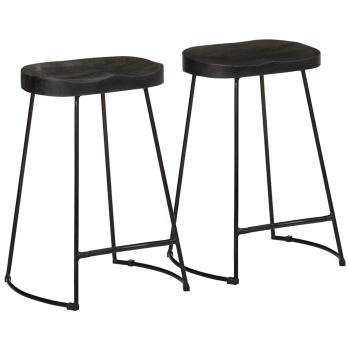ARDEBO.de - Barhocker 2 Stk. Schwarz 45x40x62 cm Mango Massivholz