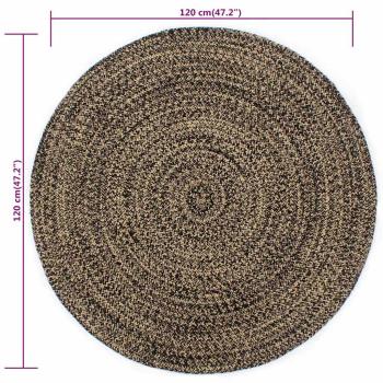 Teppich Handgefertigt Jute Schwarz und Natur 120 cm