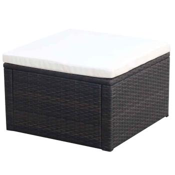 ARDEBO.de - Hocker mit Kissen Poly Rattan 53?53?30 cm Braun