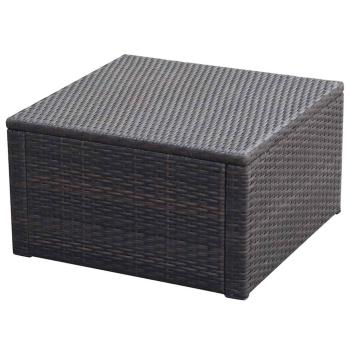 Hocker mit Kissen Poly Rattan 53?53?30 cm Braun